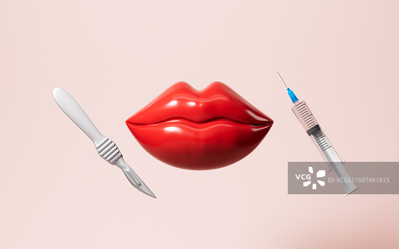 丰唇手术整形手术概念3D渲染图片素材