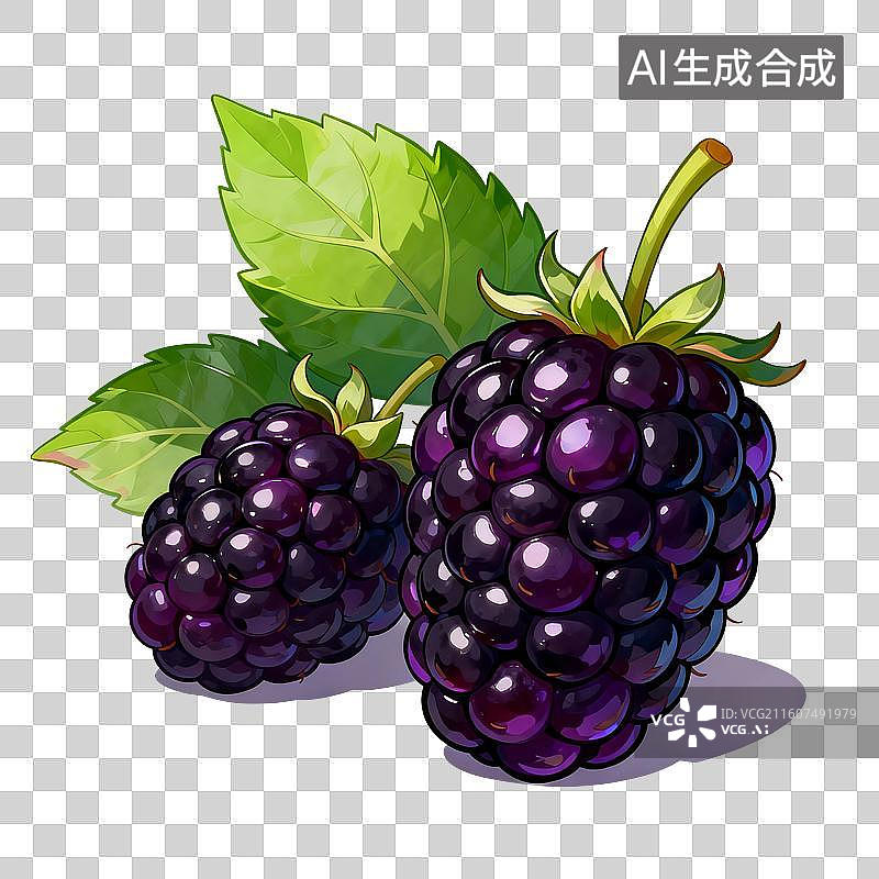 【AI数字艺术】手绘插画，浆果，桑葚，植物水果，免抠元素图片素材
