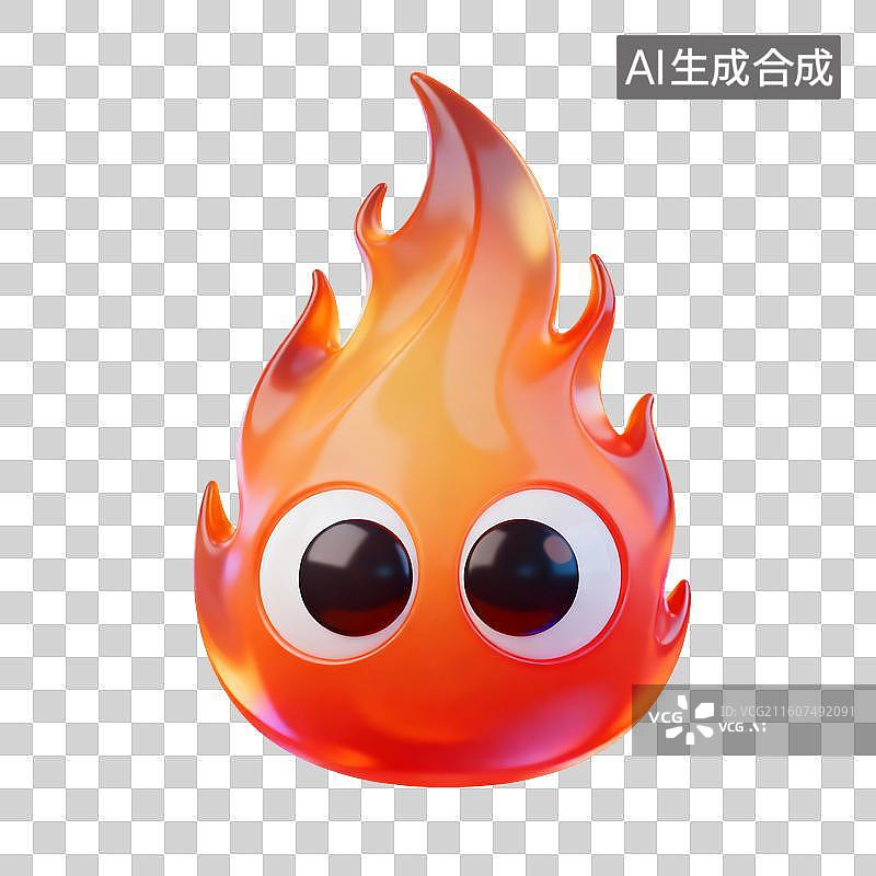 【AI数字艺术】3D渲染，粉色卡通火焰，燃烧，火苗，双十一，618，免抠元素图片素材