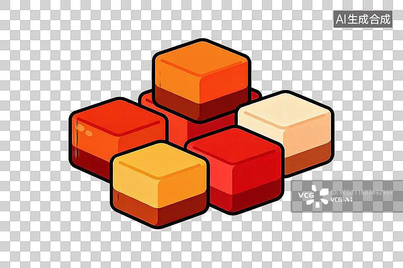 【AI数字艺术】卡通风格，几块红油火锅底料PNG格式的免扣元素图片素材