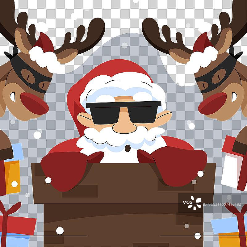 手绘扁平化圣诞老人图片素材