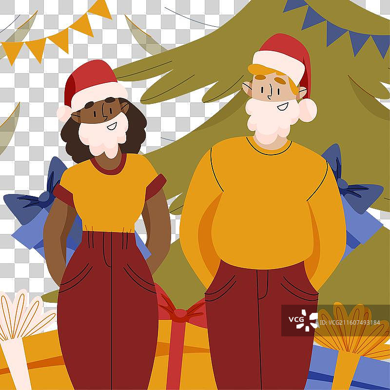 手绘扁平化圣诞老人图片素材