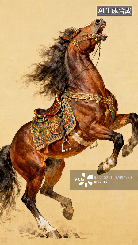 【AI数字艺术】嘶叫的马图片素材