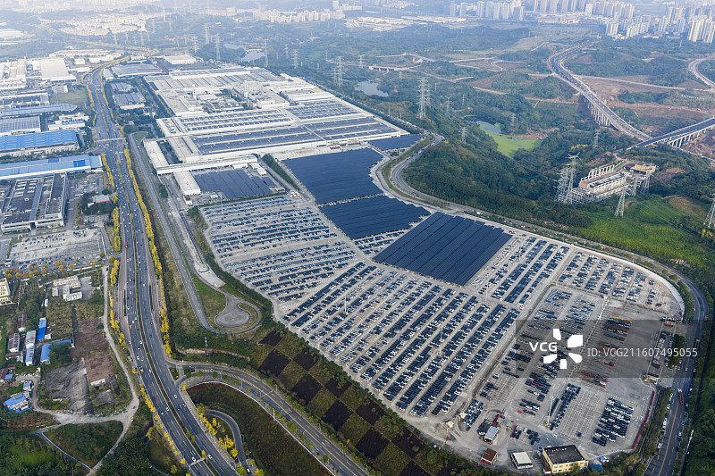 重庆长安福特汽车生产基地全景鸟瞰航拍图片素材