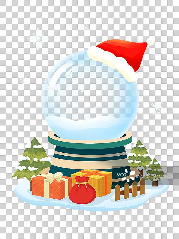 圣诞节雪景水晶球底盘元素图片素材