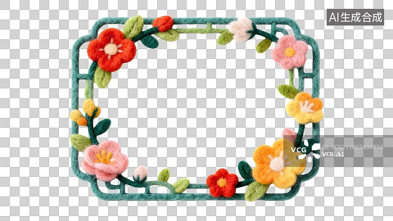 【AI数字艺术】中国风红色祥云花朵边框 传统中式回纹装饰框 传统中式边框 中国风装饰边框素材 红色中式花纹相框图片素材