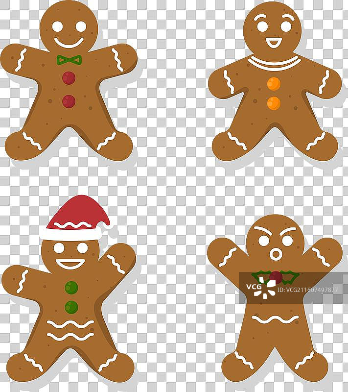 扁平姜饼人饼干集合图片素材