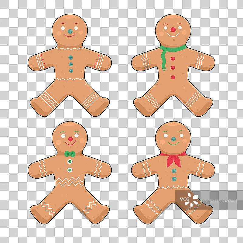 手绘姜饼人饼干合集图片素材