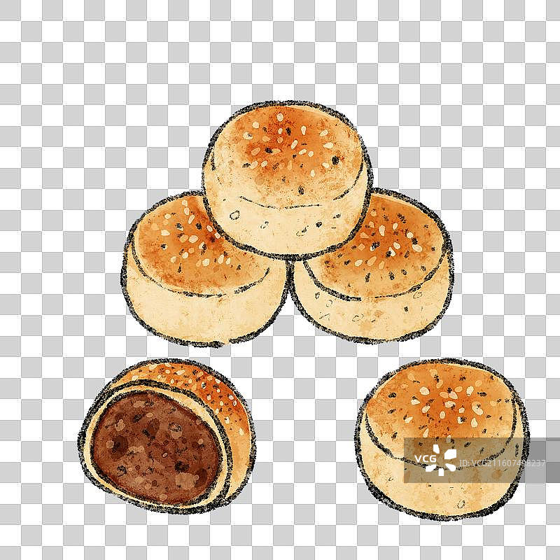 河北美食插画-棋子烧饼图片素材