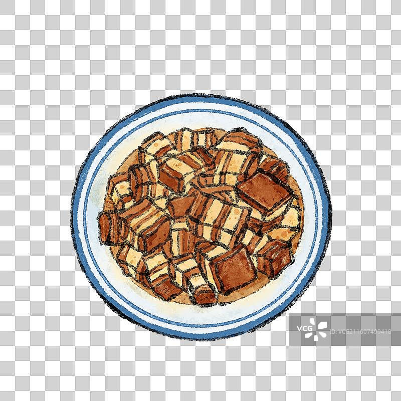 河北美食插画-八大碗卤肉块图片素材