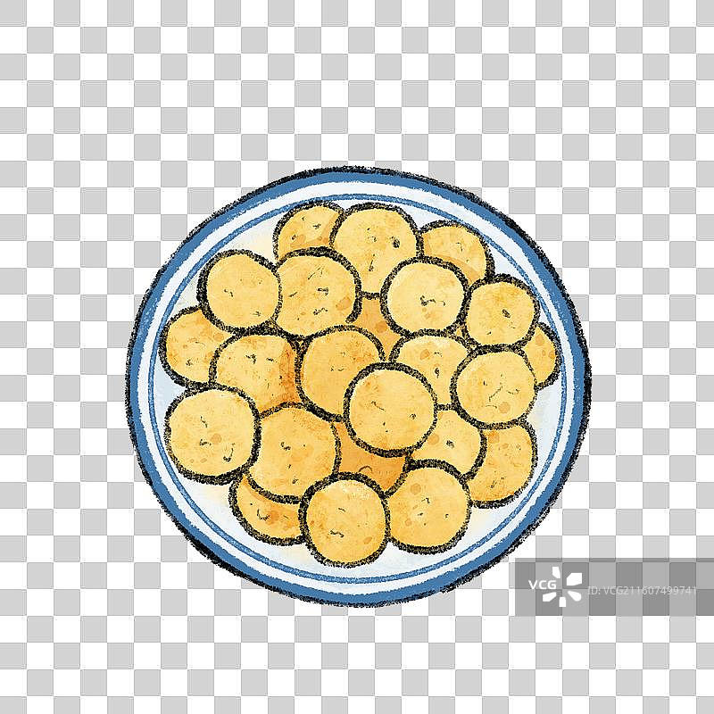 河北美食插画-八大碗素丸子图片素材