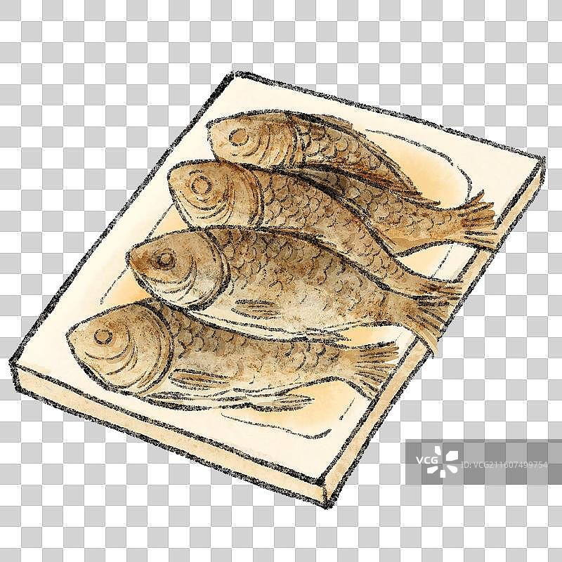 河北美食插画-圣旨骨酥鱼图片素材