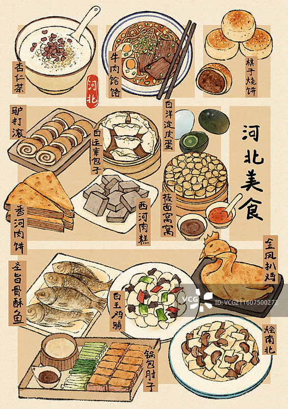 河北美食插画图片素材