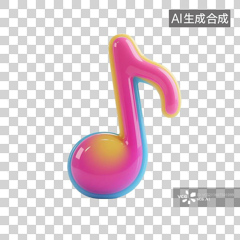 【AI数字艺术】糖果色音符的音乐符号图标图片素材