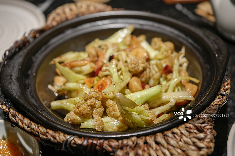 砂锅花菜，海鲜花菜，樱花虾焗花菜，焗花菜，砂锅煲，中餐，美食，美味，大众菜，家常菜，中国菜，烹饪图片素材