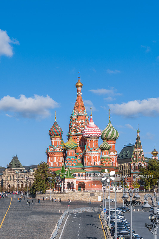 俄罗斯莫斯科红场：圣瓦西里大教堂白昼风光图片素材