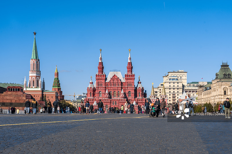 俄罗斯莫斯科：红场国家历史博物馆和克林姆林宫图片素材