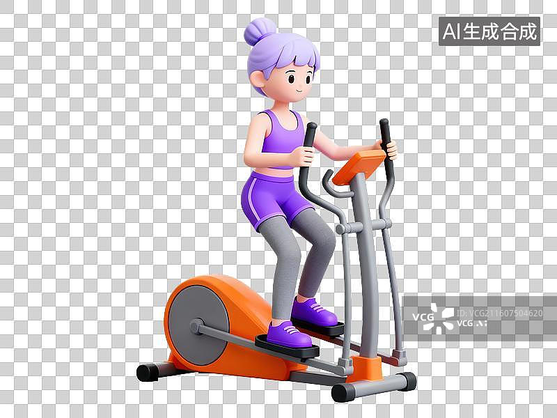 【AI数字艺术】卡通人物使用椭圆机锻炼图片素材