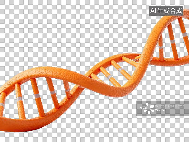 【AI数字艺术】橙色DNA双螺旋结构图片素材