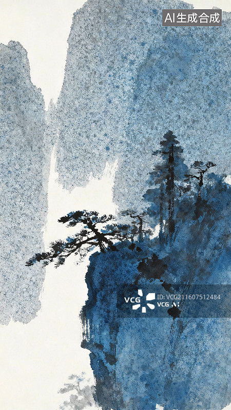 【AI数字艺术】松影山居插画图片素材
