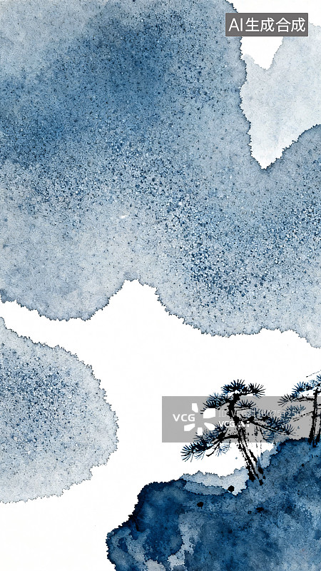 【AI数字艺术】松影山居插画图片素材