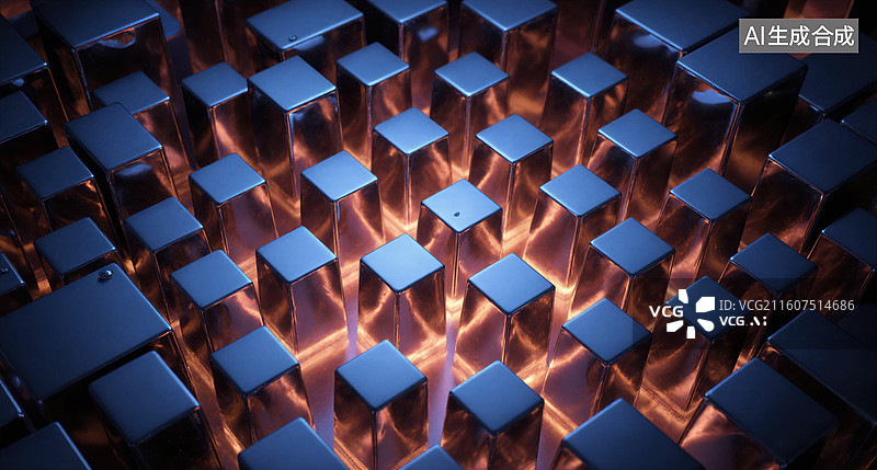 【AI数字艺术】光影立方阵列图片素材
