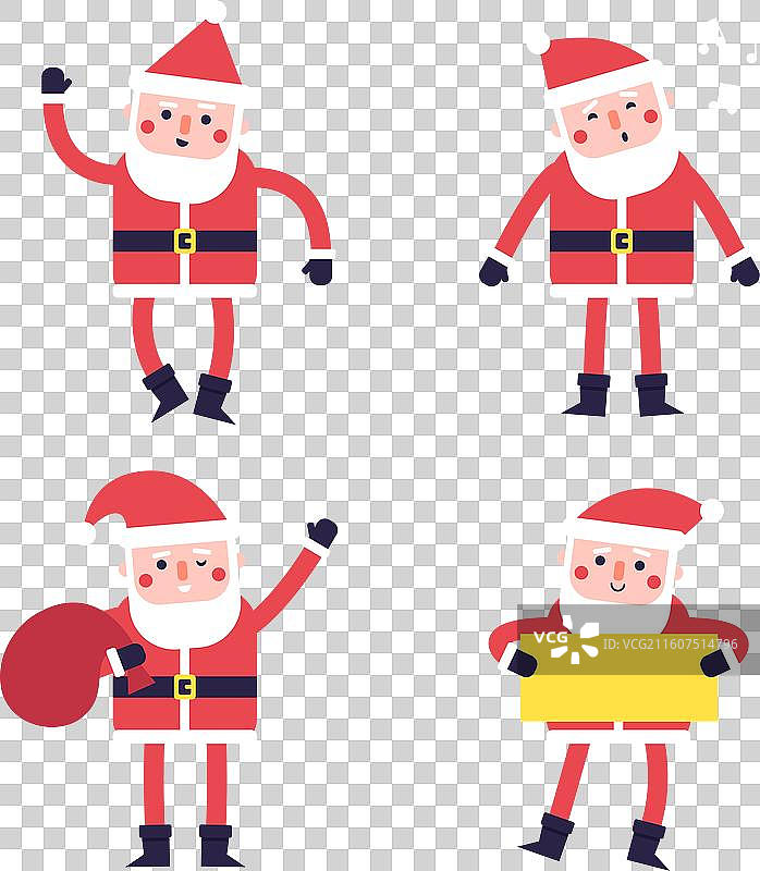 扁平化圣诞老人角色集合图片素材