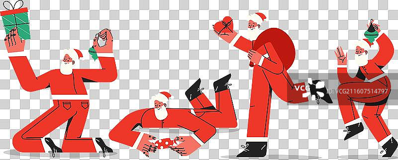 手绘圣诞老人角色集图片素材