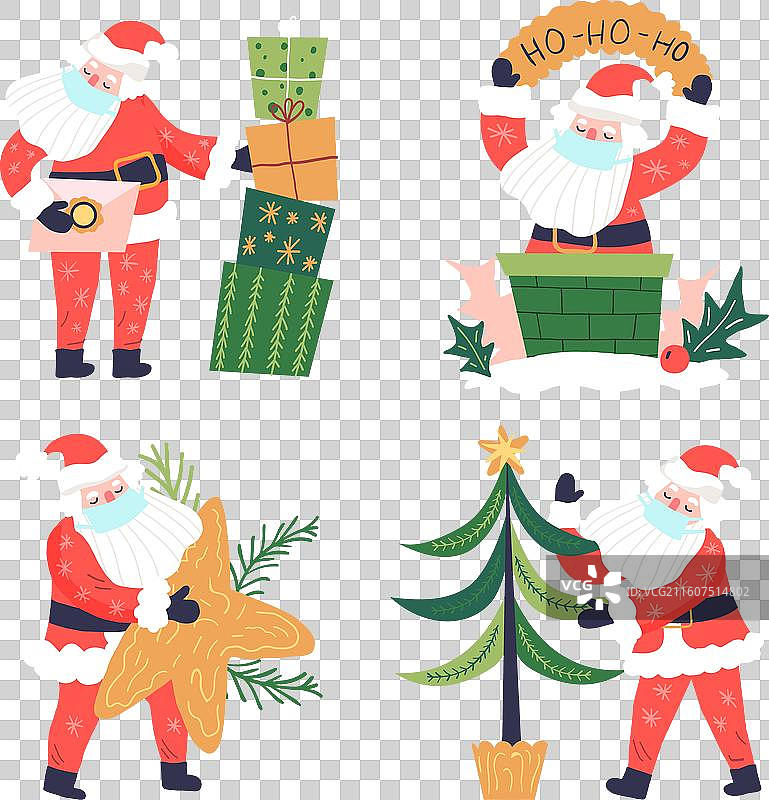 手绘圣诞老人角色合集图片素材