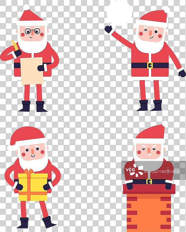扁平化圣诞老人角色合集图片素材