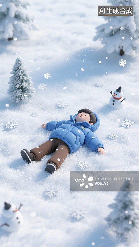【AI数字艺术】在冬天雪地里的人图片素材