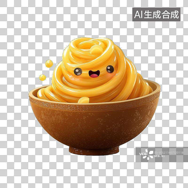 【AI数字艺术】笑脸面条碗中式美食与餐饮装饰主题3D拟人风格免抠元素PNG图片素材