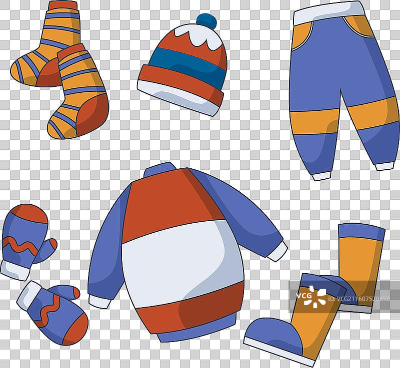 手绘的扁平化冬季服装和必需品图片素材