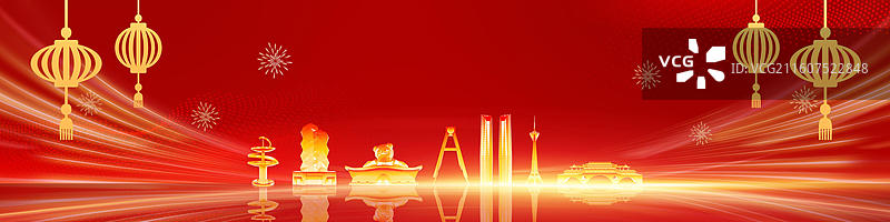 红色科技感成都城市年会展板科技风格年终总结背景展板图片素材