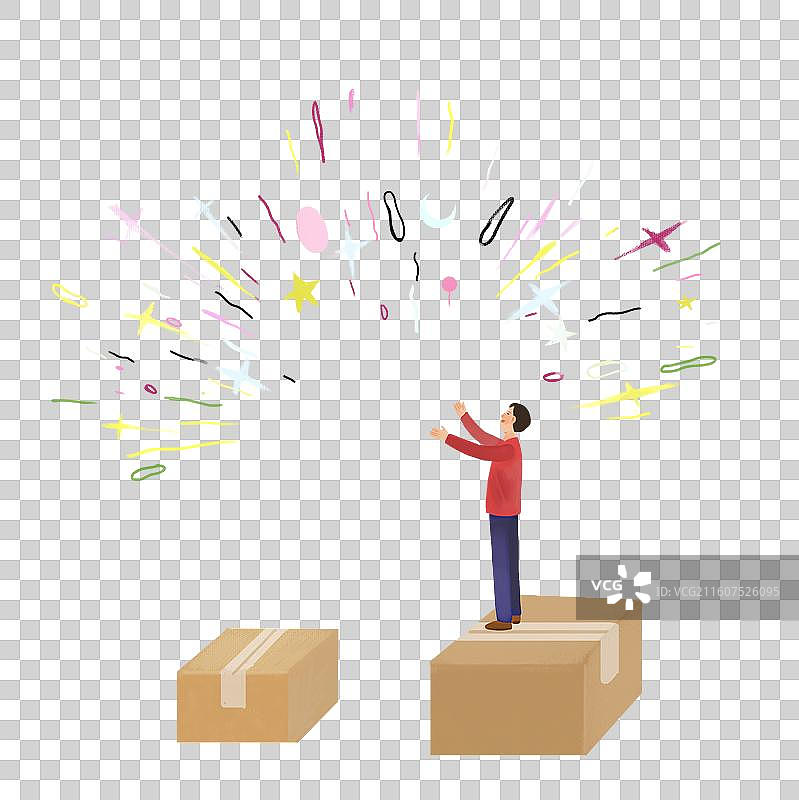 快递购物的男性肌理插画图片素材