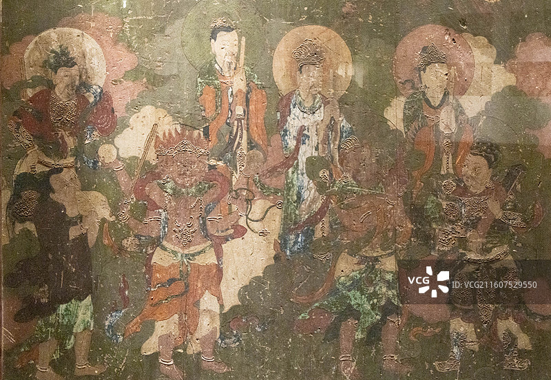 云南省昆明市云南省博物馆开疆戍边 元明清时期的云南展厅帝释天海会图 明图片素材