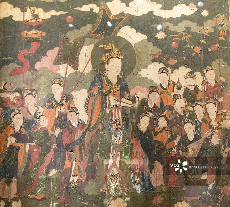 云南省昆明市云南省博物馆开疆戍边 元明清时期的云南展厅帝释天海会图 明图片素材