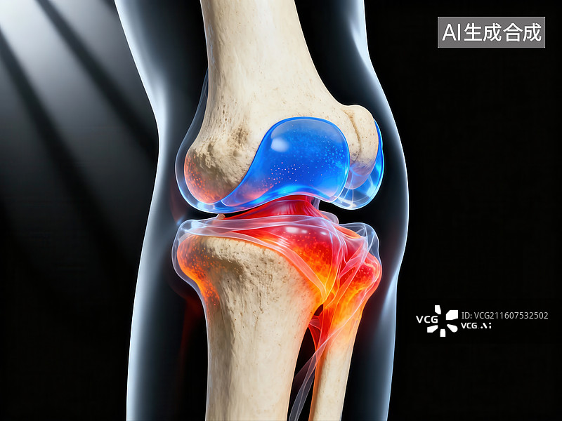 【AI数字艺术】膝关节解剖结构示意图图片素材