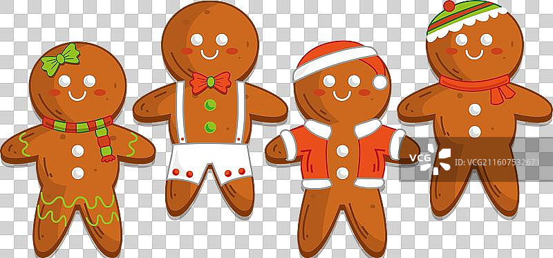 手绘姜饼人饼干合集图片素材