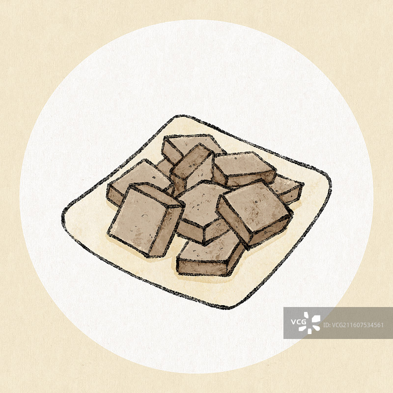 河北美食插画-西河肉糕图片素材