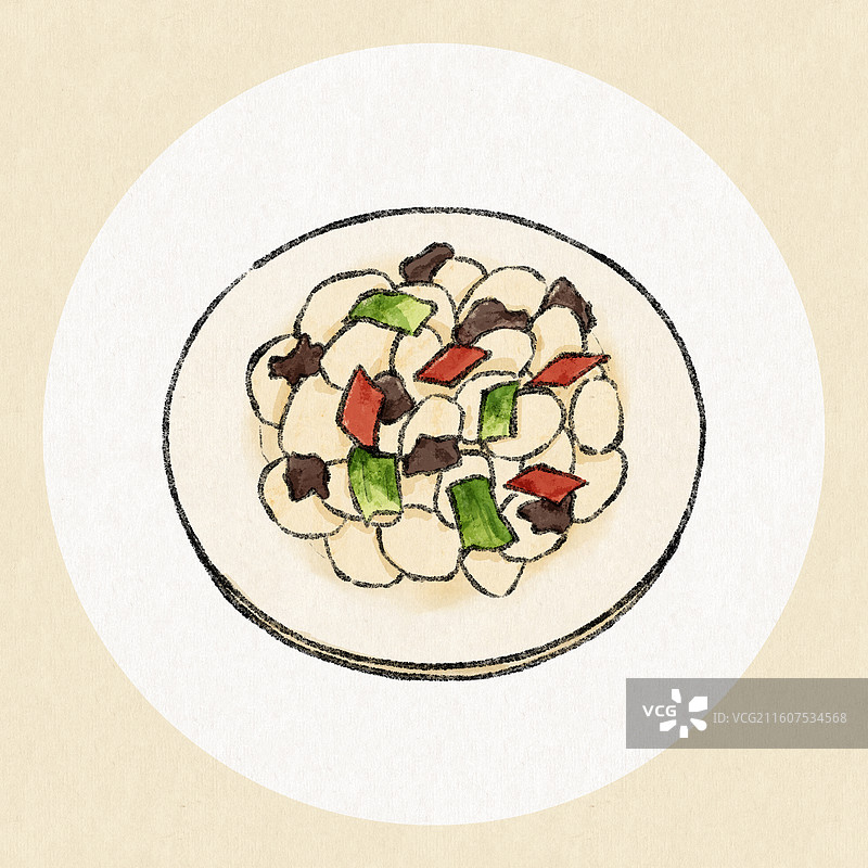 河北美食插画-白玉鸡脯图片素材