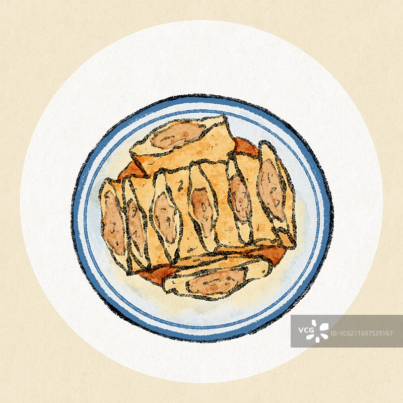 河北美食插画-八大碗肉馅豆腐图片素材