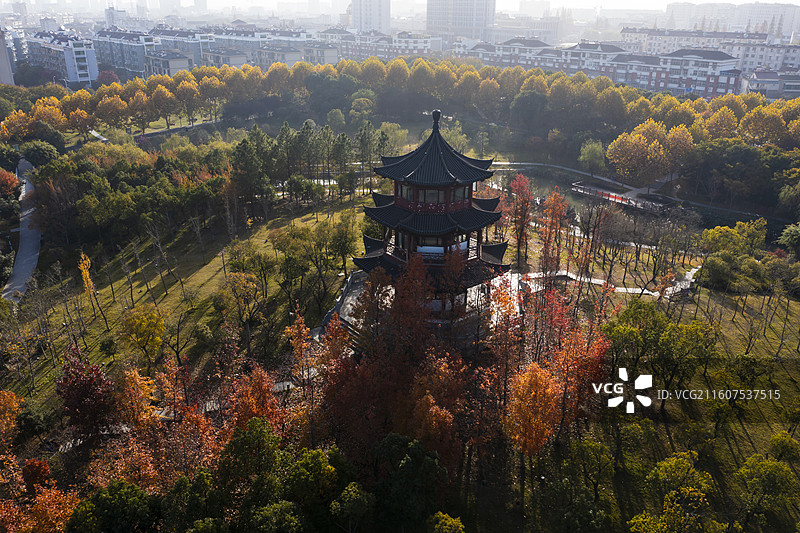 安徽省郎溪县静湖公园亭子图片素材