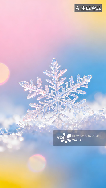 【AI数字艺术】AIGC：透明冰晶水晶雪花，冬季节气背景，治愈系背景图片素材
