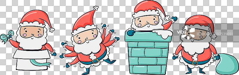 手绘圣诞老人角色集图片素材