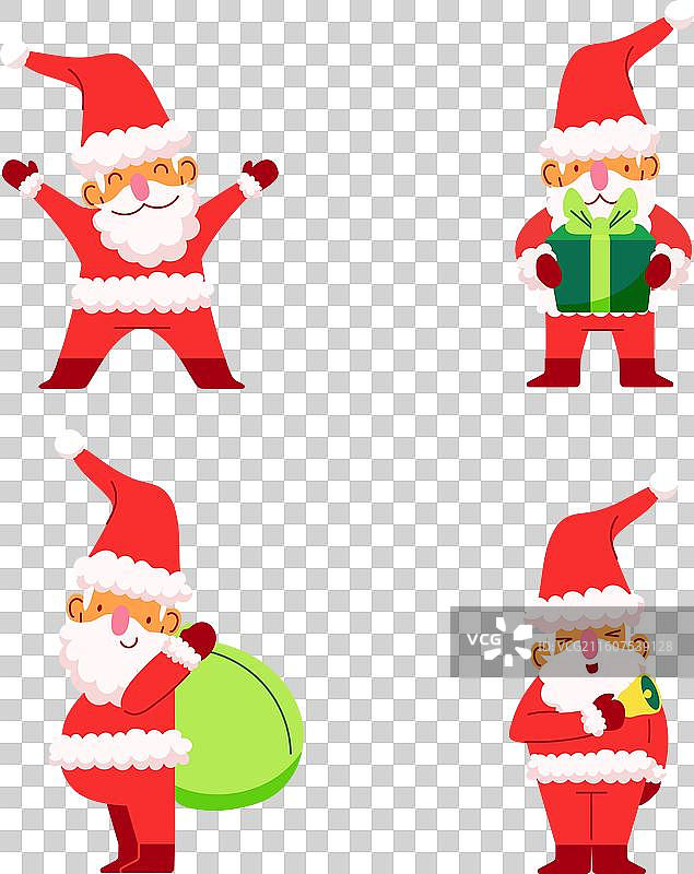 手绘扁平化圣诞老人角色集图片素材