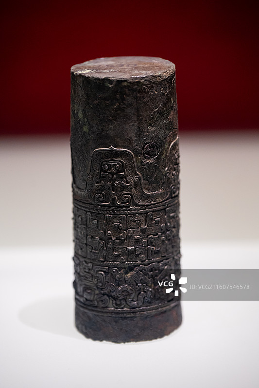 河南博物院 春秋 蟠虺纹铜杖帽 青铜器 淅川县下寺楚国墓地M2出土图片素材