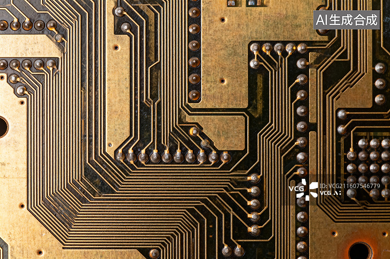 【AI数字艺术】印刷电路板的特写视图图片素材