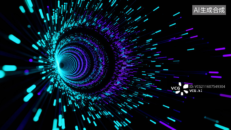 【AI数字艺术】色彩斑斓的抽象科技隧道图片素材