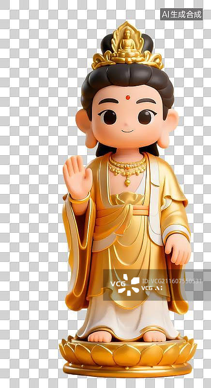【AI数字艺术】卡通观音菩萨像图片素材